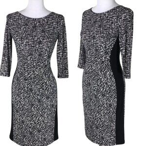 LAUREN RALPH LAUREN Sheath Dress Black/White Jersey Women's Size 8P